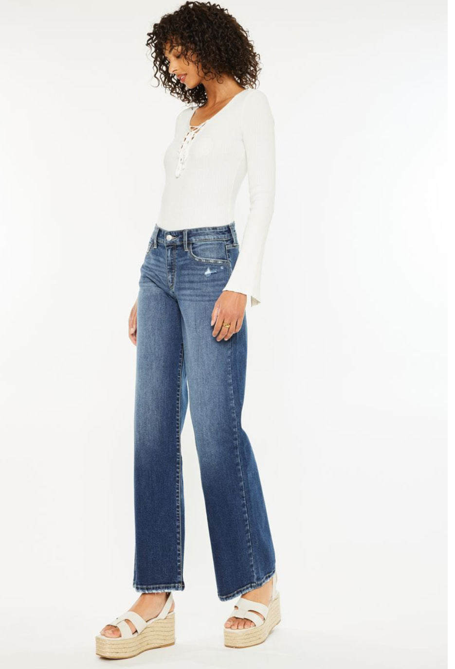 Mid Rise Wide Leg Jean