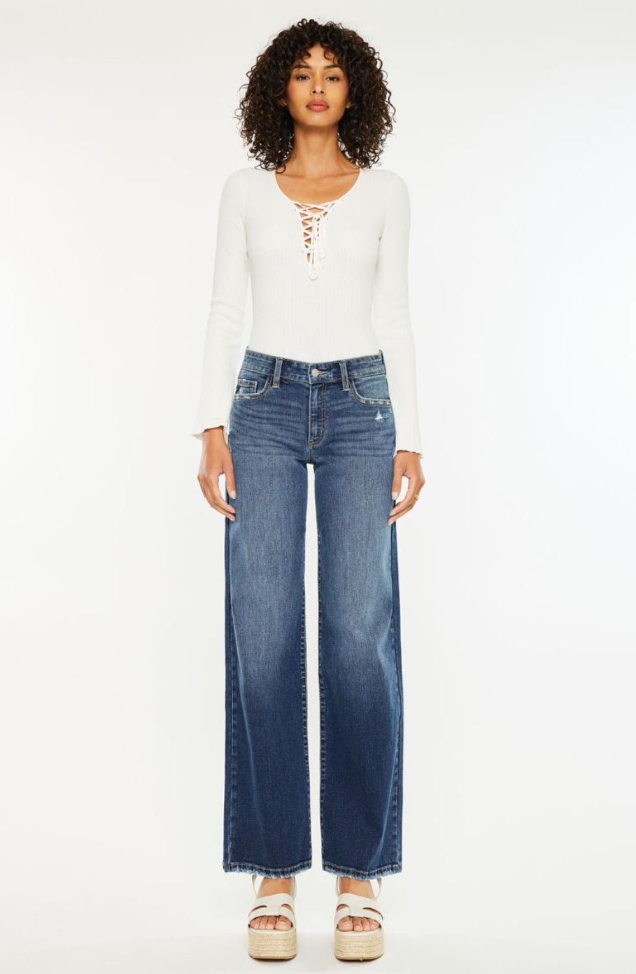 Mid Rise Wide Leg Jean