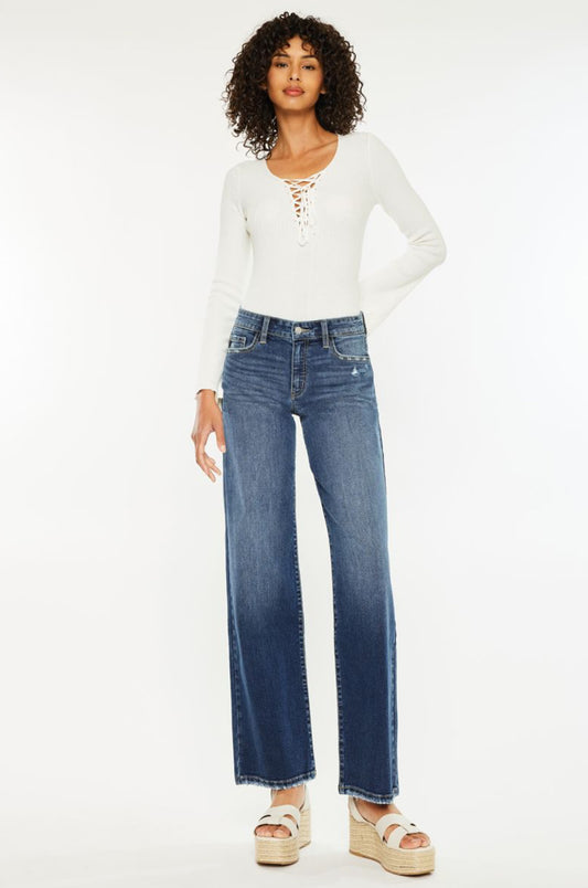 Mid Rise Wide Leg Jean
