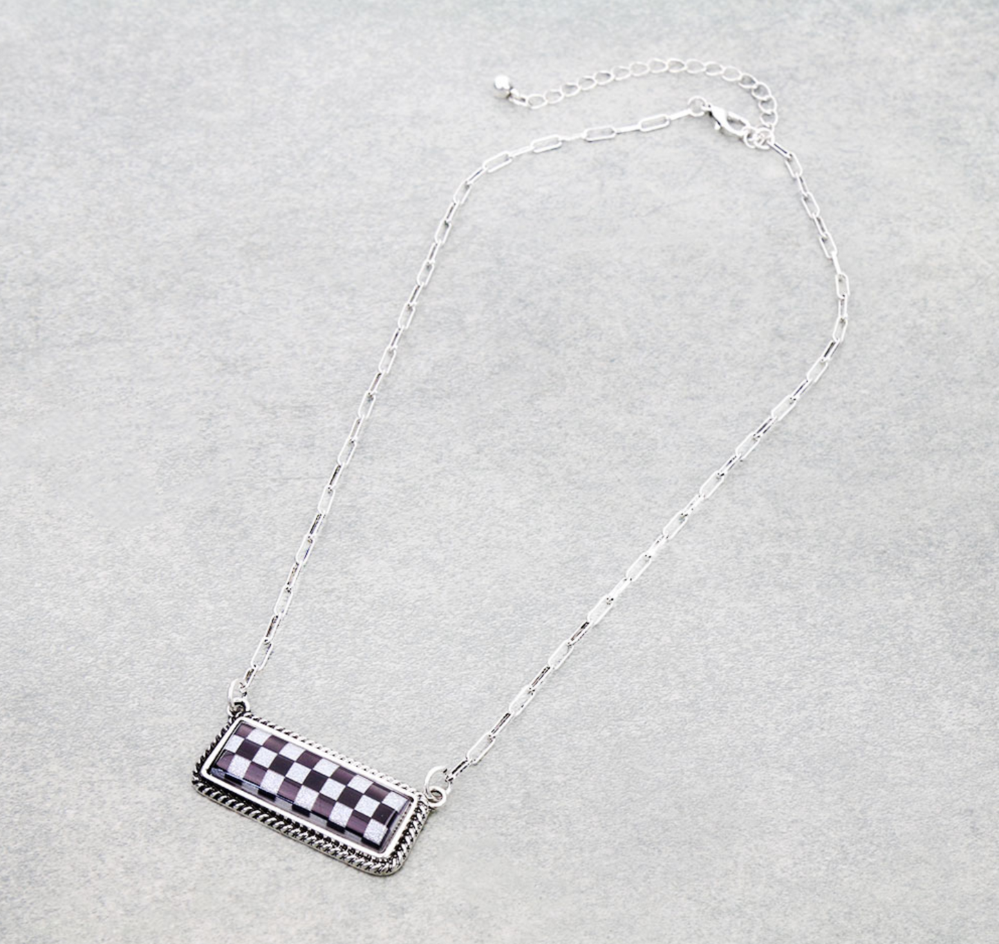 Western Checker Bar Stone Necklace