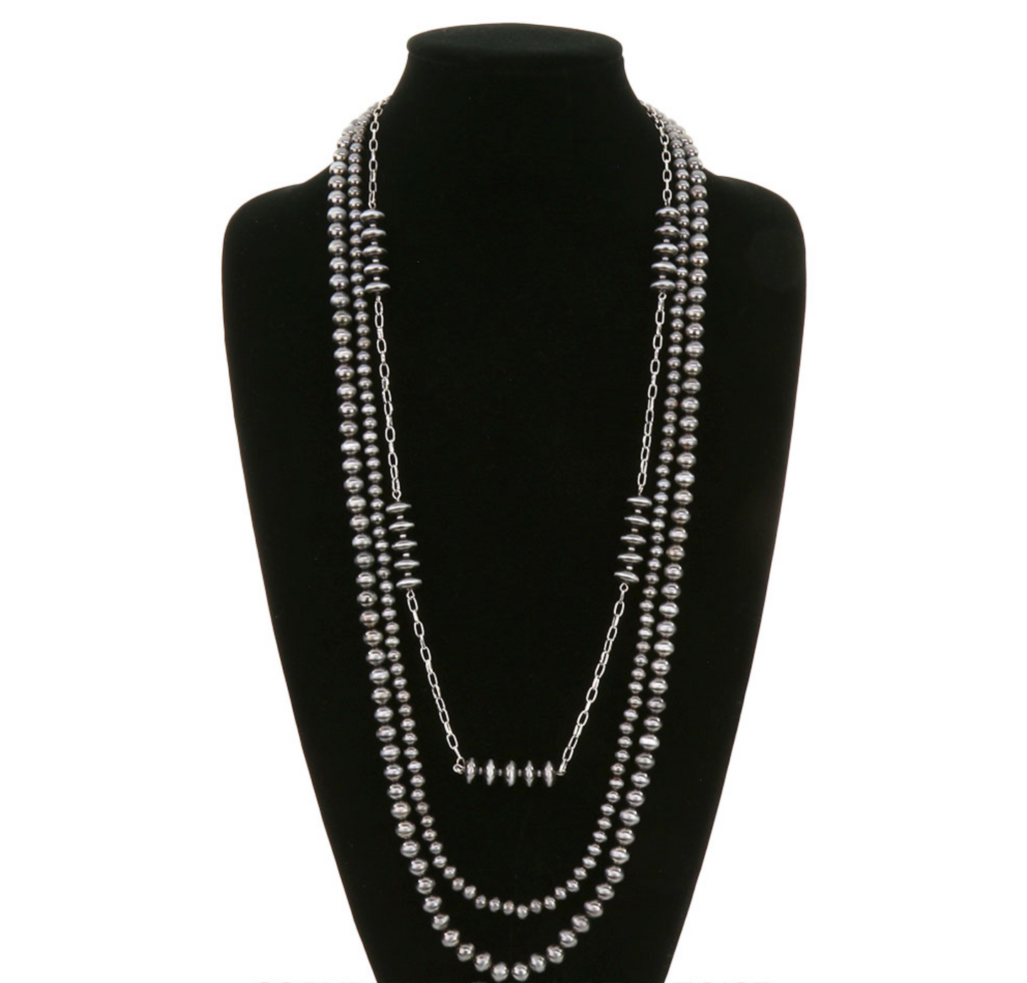 3 Row Navajo Style Pearl Necklace