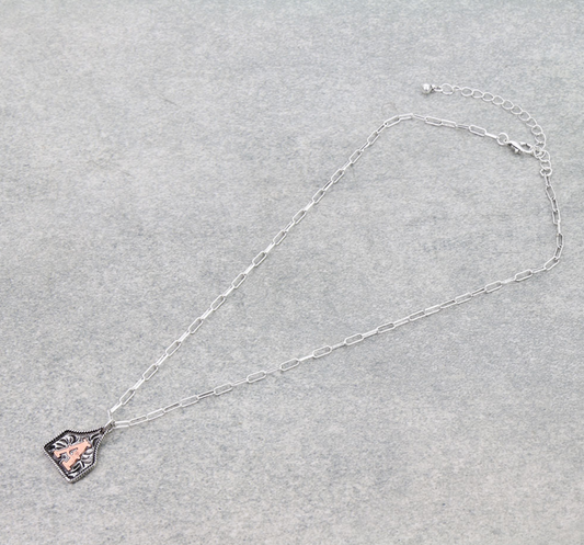 Western Ear Tag Initial Necklace *Copper*