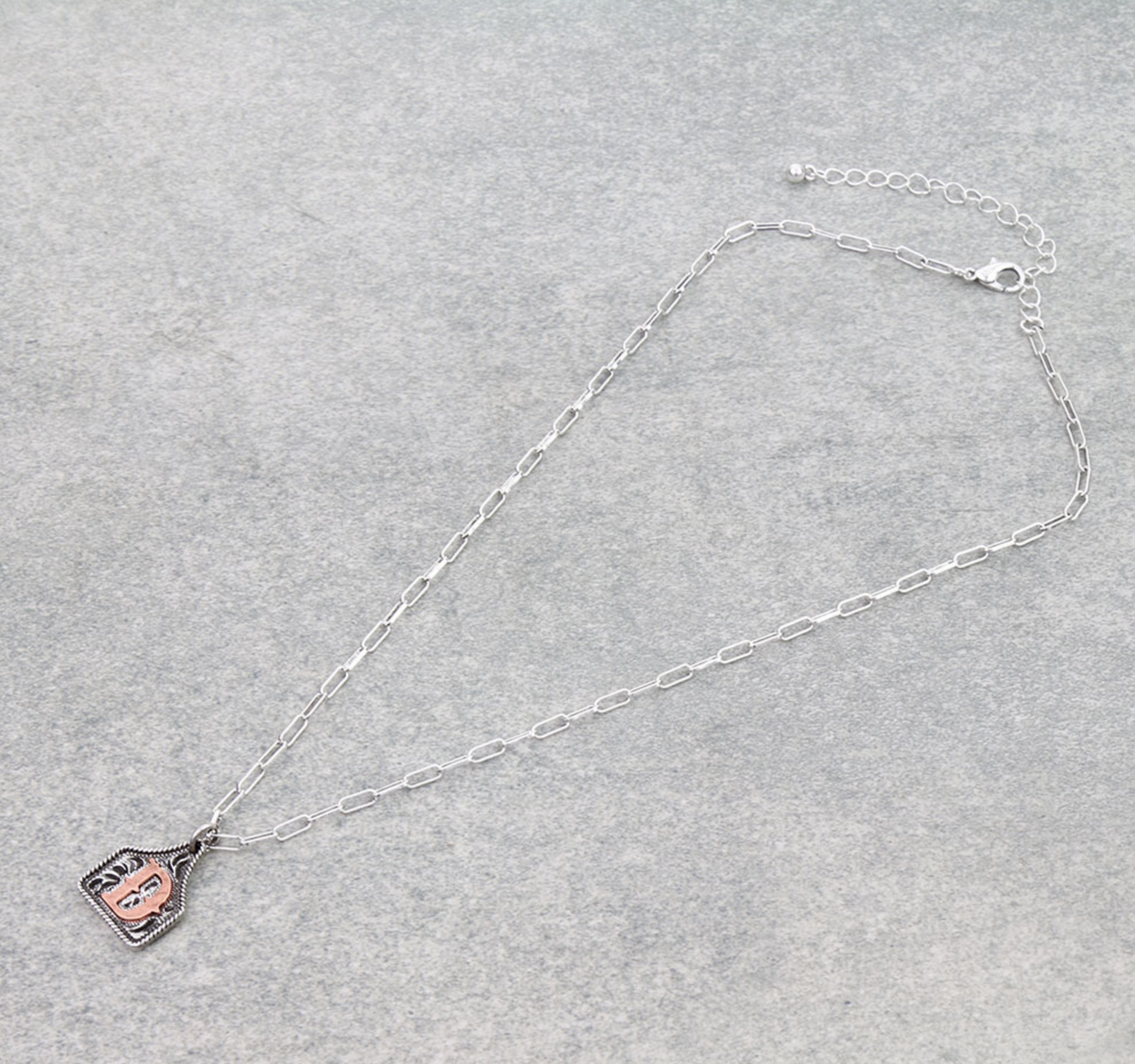 Western Ear Tag Initial Necklace *Copper*