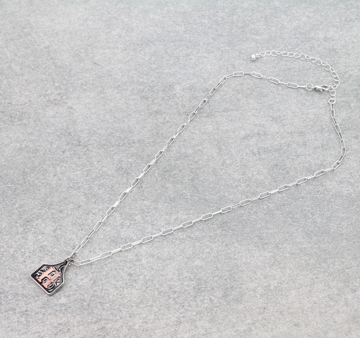 Western Ear Tag Initial Necklace *Copper*