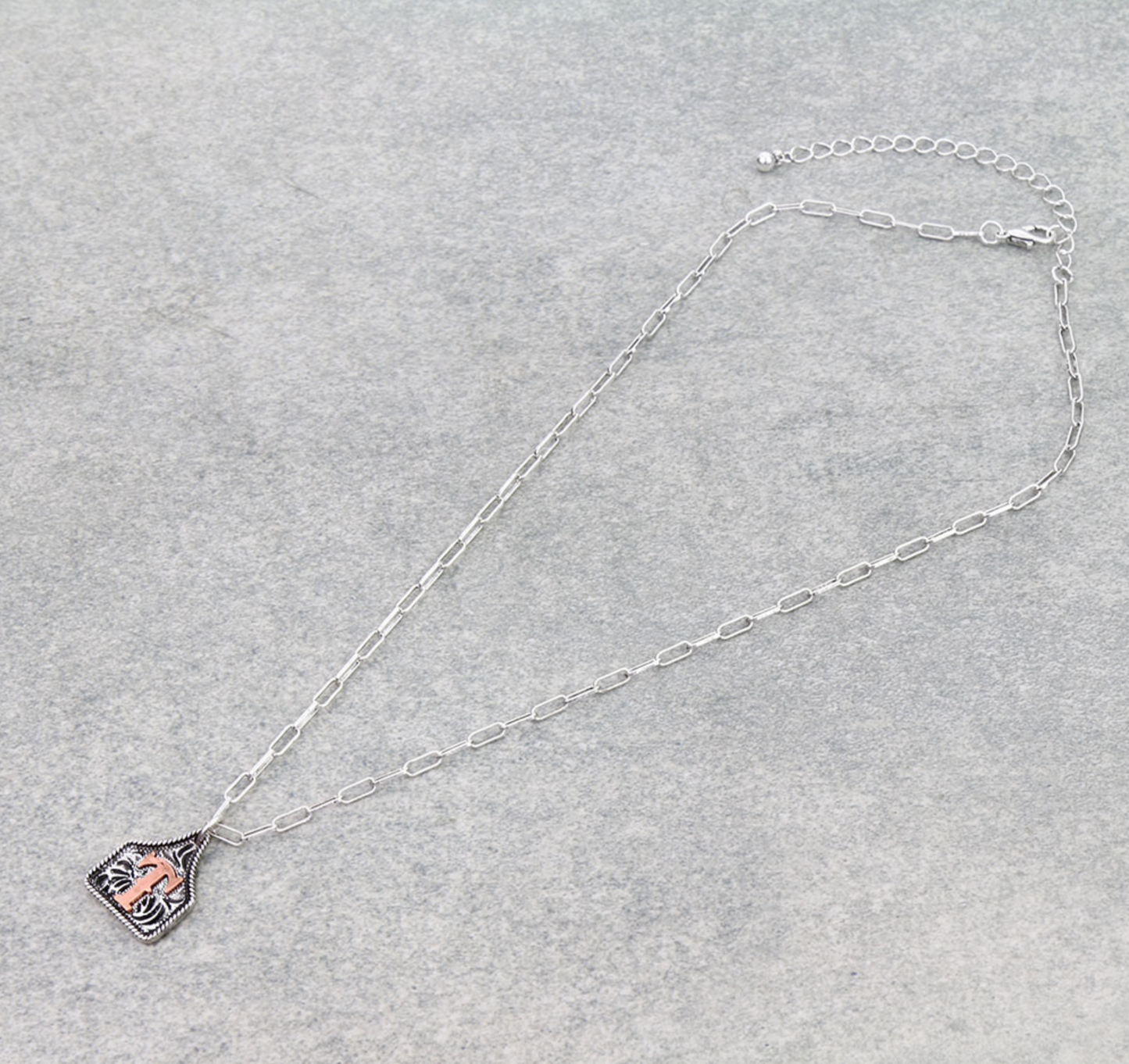 Western Ear Tag Initial Necklace *Copper*